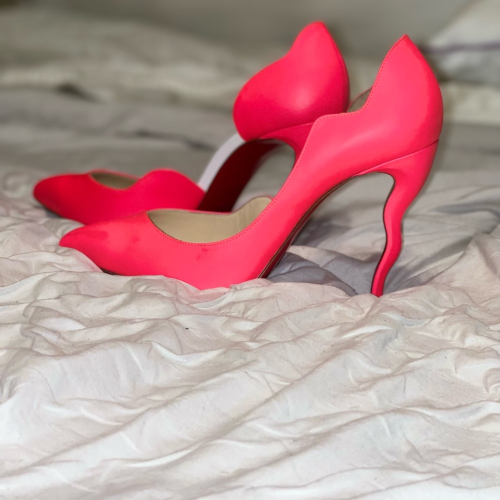 Orange Dalida 100 Fluo Matte Neon Pointed Stiletto Sandal Curve Heel 39 Pumps